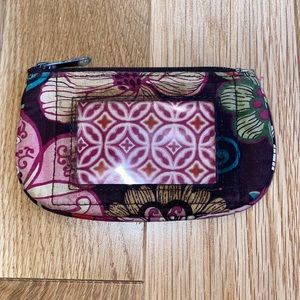 Vera Bradley ID Case. ID window pocket viewable but accessed inside zipper 3”x5”